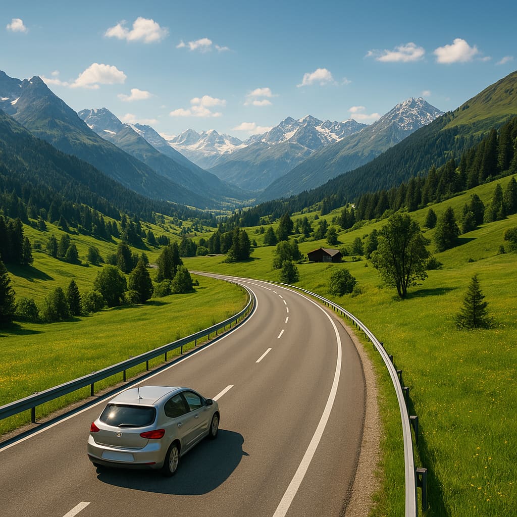 Schweizer Autobahn in den Bergen